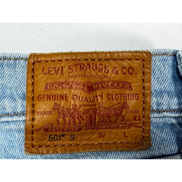 Levi's 501S Women's Skinny Leg Button Fly Blue Denim Jeans - Size 28x28 (29x27) - Picture 4 of 6